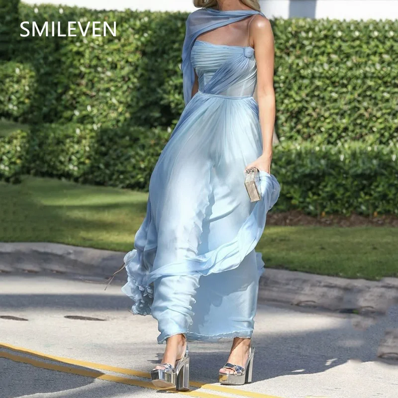 

Smileven Elegant Blue Mermaid Strapless For Formal Prom Dress Sexy Modest Sleeveless Evening Party Gowns Customized 2025