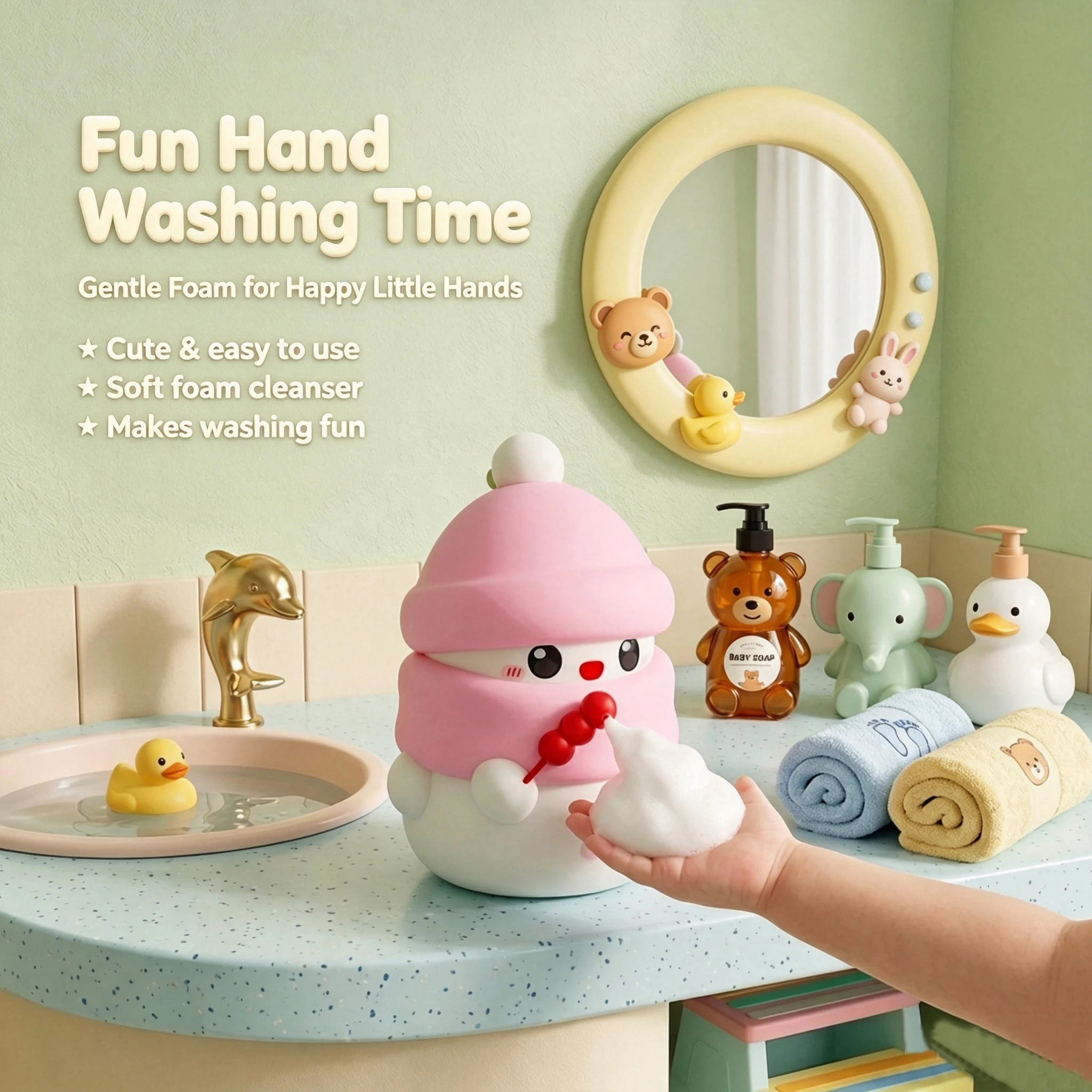 Cute Snowman Automatic Soap Dispenser IPX7 Waterproof 1200mAh Touchless Hand Sanitizer for Kitchen Bathroom Christmas Gift