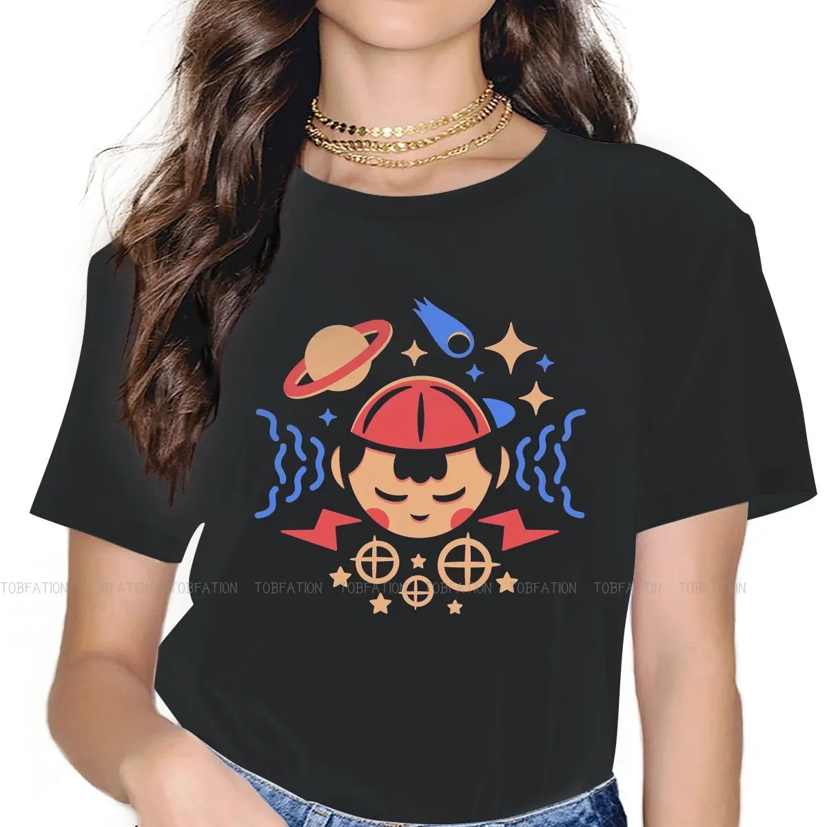 Earthbound MOTHER RPG Game Crewneck TShirts PSI Power Print T Shirt New Trend Tops