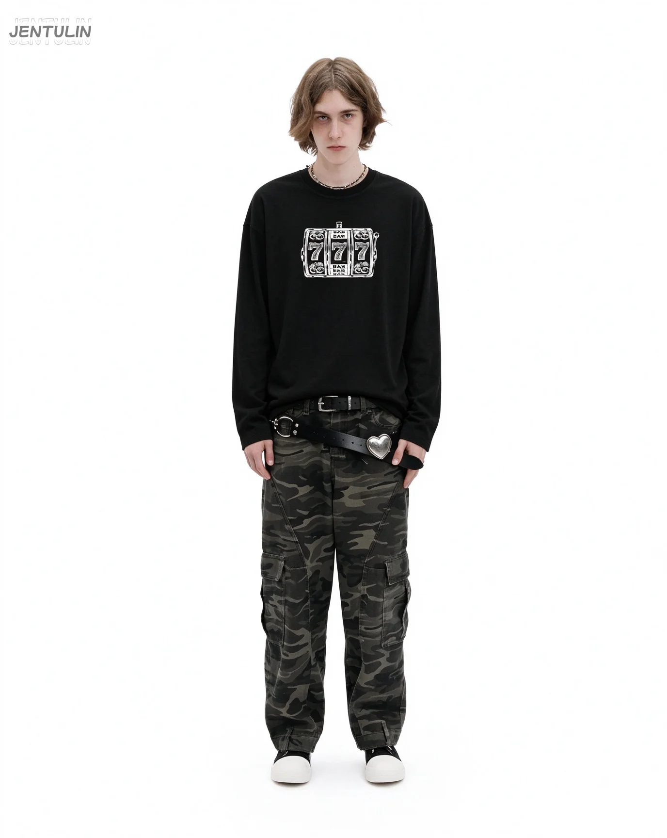 New Oversized Long Sleeve T Shirt Men And Woman Vintage Slot Machine 777 Graphic Print Crew Neck Loose Streetwear Casual Tee Top