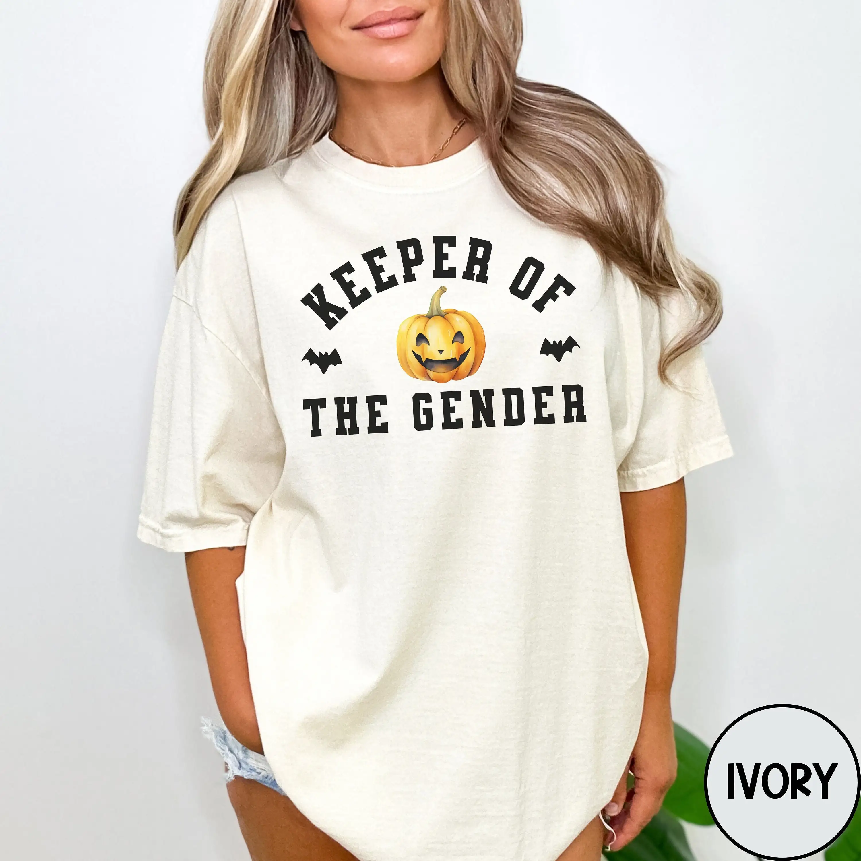 

Halloween Gender Reveal T Shirt Spooky Baby Shower Pregnancy Keeper Of The Fall What Will Be