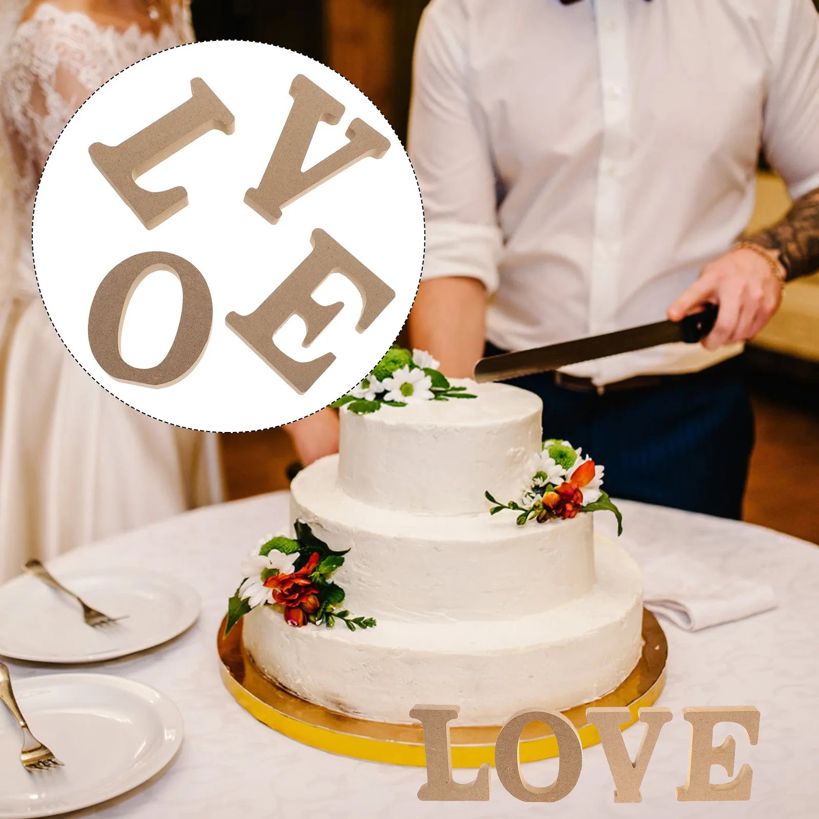 1Set Rustic Wooden Love Sign Wood Letters Cutout Wedding Valentine Party Decoration Romantic Gift Wood Sign Wooden Letters