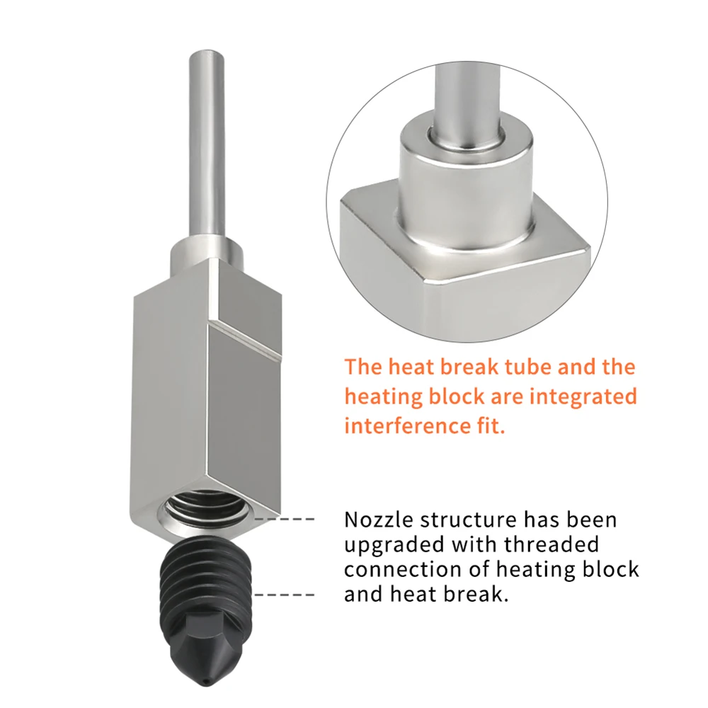 For Bambu Lab X1 P1P Hotend Kit Throat TZ Upgrade  Hardened Nozzle Extruder Throat 500℃ Hot Section 3D Printer Repair Parts