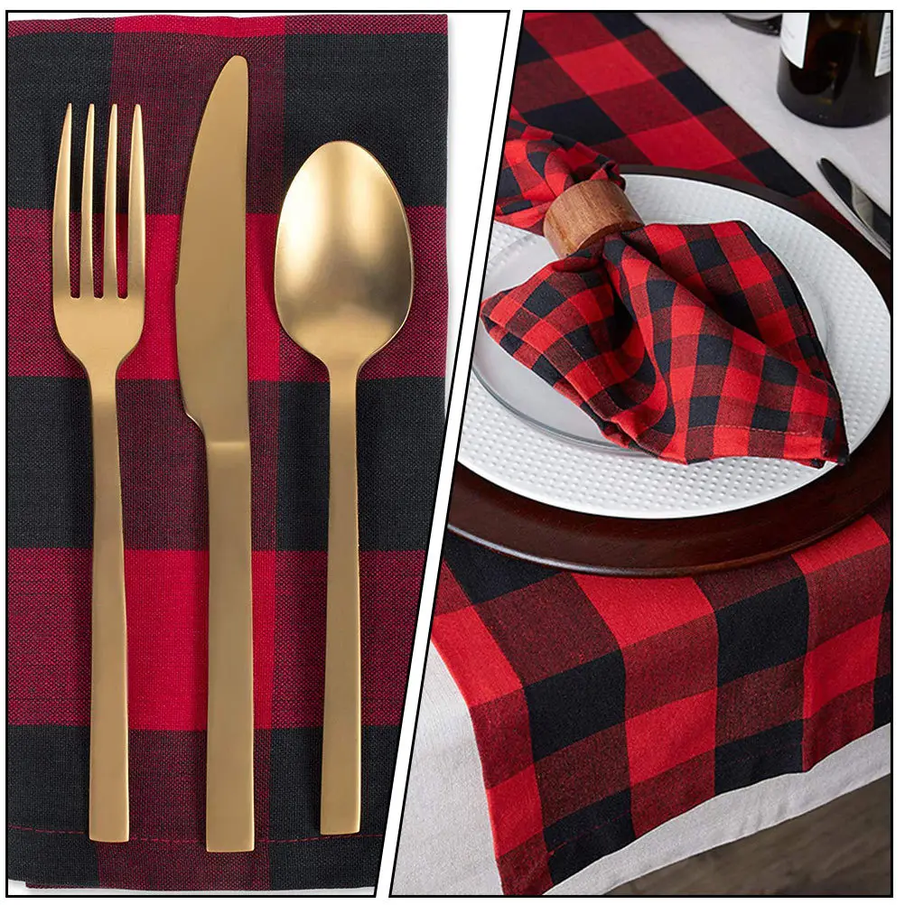 

4pcs Waterproof Placemat Heat Insulation Pad Simple Grid Stripe Table Mat For Dining Home Kitchen Decorative Cotton