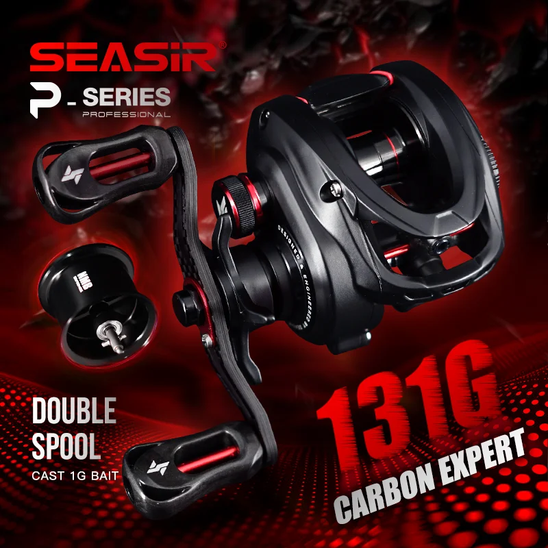 SEASIR MANSORY PRO 131G Ultra Light Carbon Fiber Double Spools 7+1 BB 7.1:1/8.1:1Gear Ratio Max Drag 5kg baitcasting fishingreel