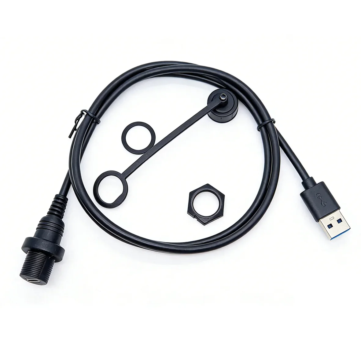M15 Type-C USB Waterproof Connector Micro Mini Male To FemlaeData Signal Extension Cable C-type 2.0 3.0 M15 Panel Socket 30cm