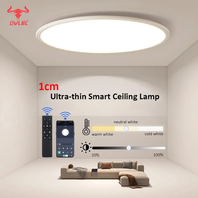 ultra fino inteligente lampada do teto led para o quarto luzes regulaveis com controle remoto sala de estar 1cm 01