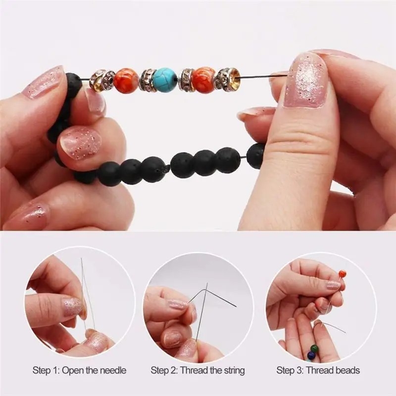 Lava Beads Kit Replacement Lava Stone Rock Beads Chakra Beads Spacers Beads Essential Oils Bracelet Necklace Jewelry Making