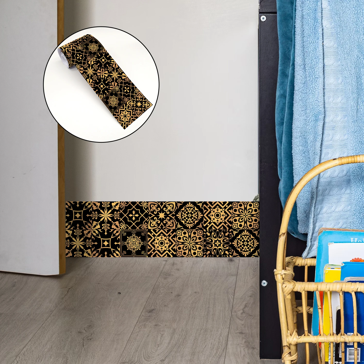 28 Stile Mandala-Design Taillenlinien-Dekorstreifen Wasserdichter Badezimmer-Sockel Selbstklebender Küchen-Fliesenaufkleber – Detail 21