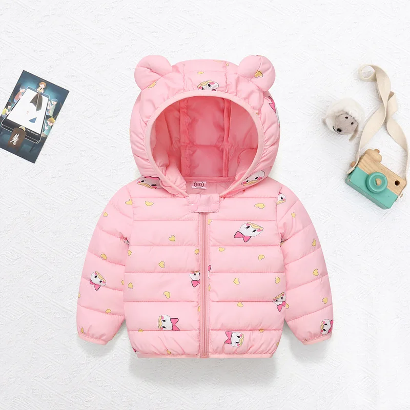 Children Winter New Warm Thicken Down Jackets Cartoon Print Outerwear Girl Boy Autumn Cotton Clothing Baby Hooded Jackets0-5Y