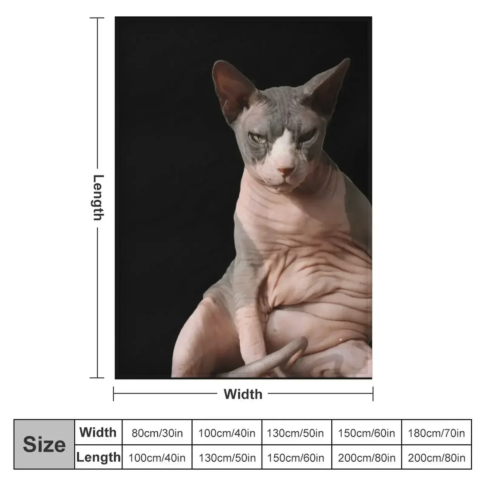 Giant hairless cat Throw Blanket Luxury Throw christmas decoration Retros For Sofa Thin Flannel Fabric funny gift Blankets