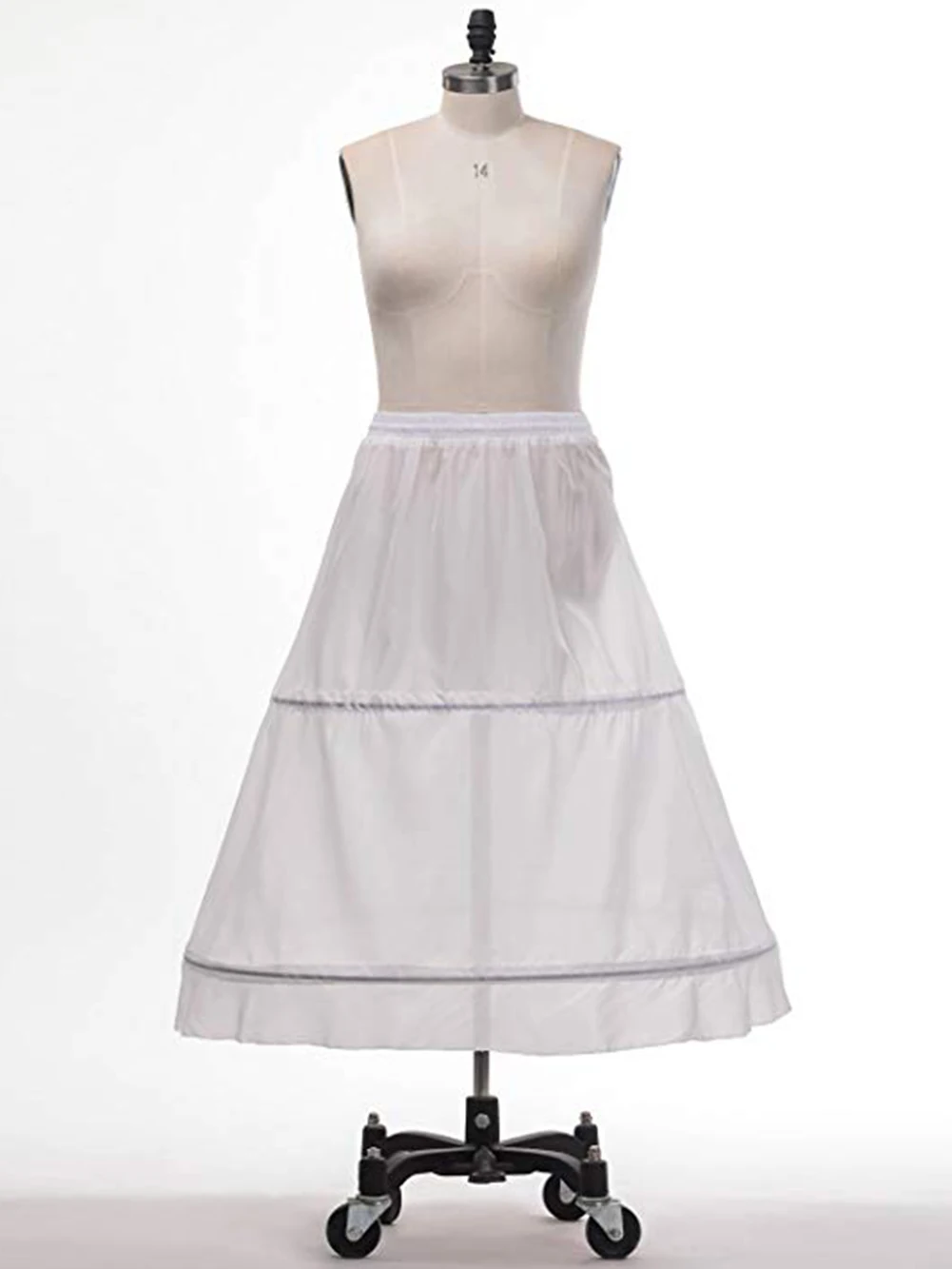 المرأة 2 الأطواق ثوب نسائي أبيض الزفاف نصف زلات فستان الزفاف الكرة ثوب العروس السلة ثوب نسائي كرينولين