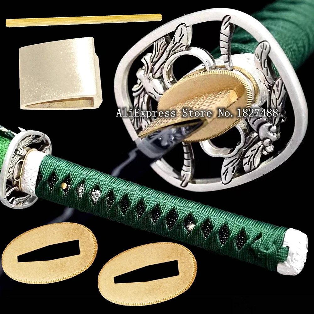 Dragonfly Tsuba Japanese Sword Samurai Katana/Wakizashi Alloy Set Fittings Hand-Guard+Kashira+Fuchi+Menuki+Seppa+Habaki+Handle