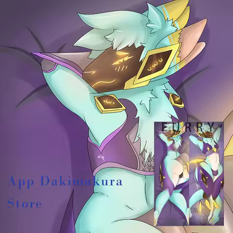 Furry Protogen Festive Winter Dakimakura Cover Anime Double-Sided Print Pillowcase Gift Life-Size 2way Body Pillow