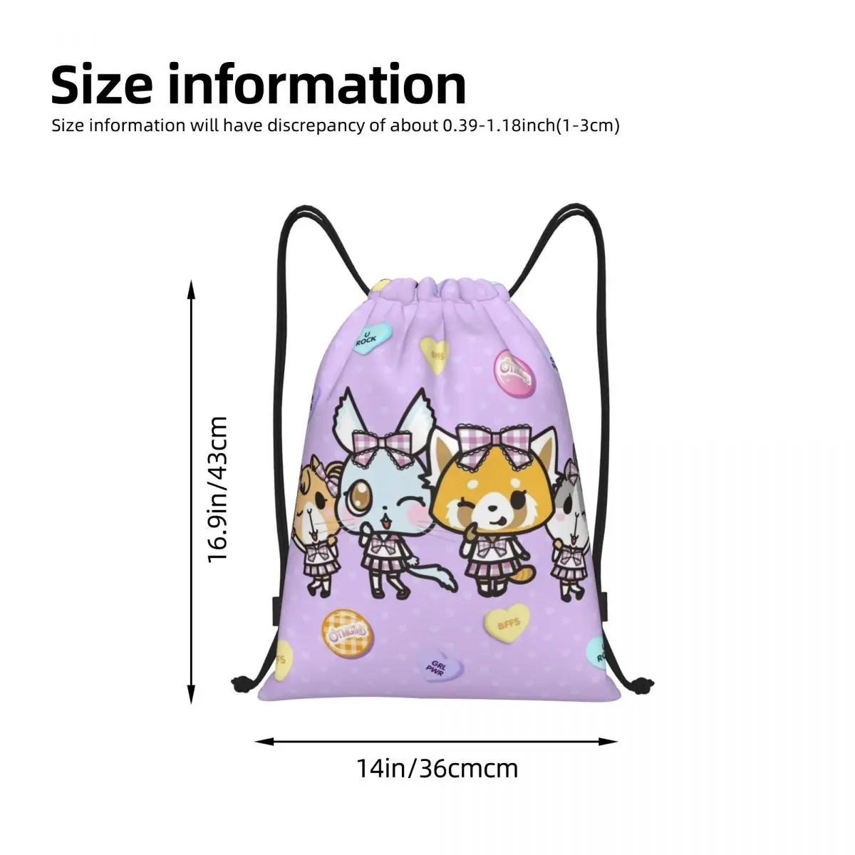 مخصص اليابان الكرتون Aggretsuko أنيمي الرباط حقيبة الرجال النساء طوي الرياضة الصالة الرياضية Sackpack التدريب تخزين الظهر