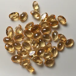 Wholesale 10pcs Natural Genuine Citrine 3x4mm 3x5mm 6x8mm 8x10mm Oval Brilliant-cut Gemstone Cabochon Ring Face For Jewelry