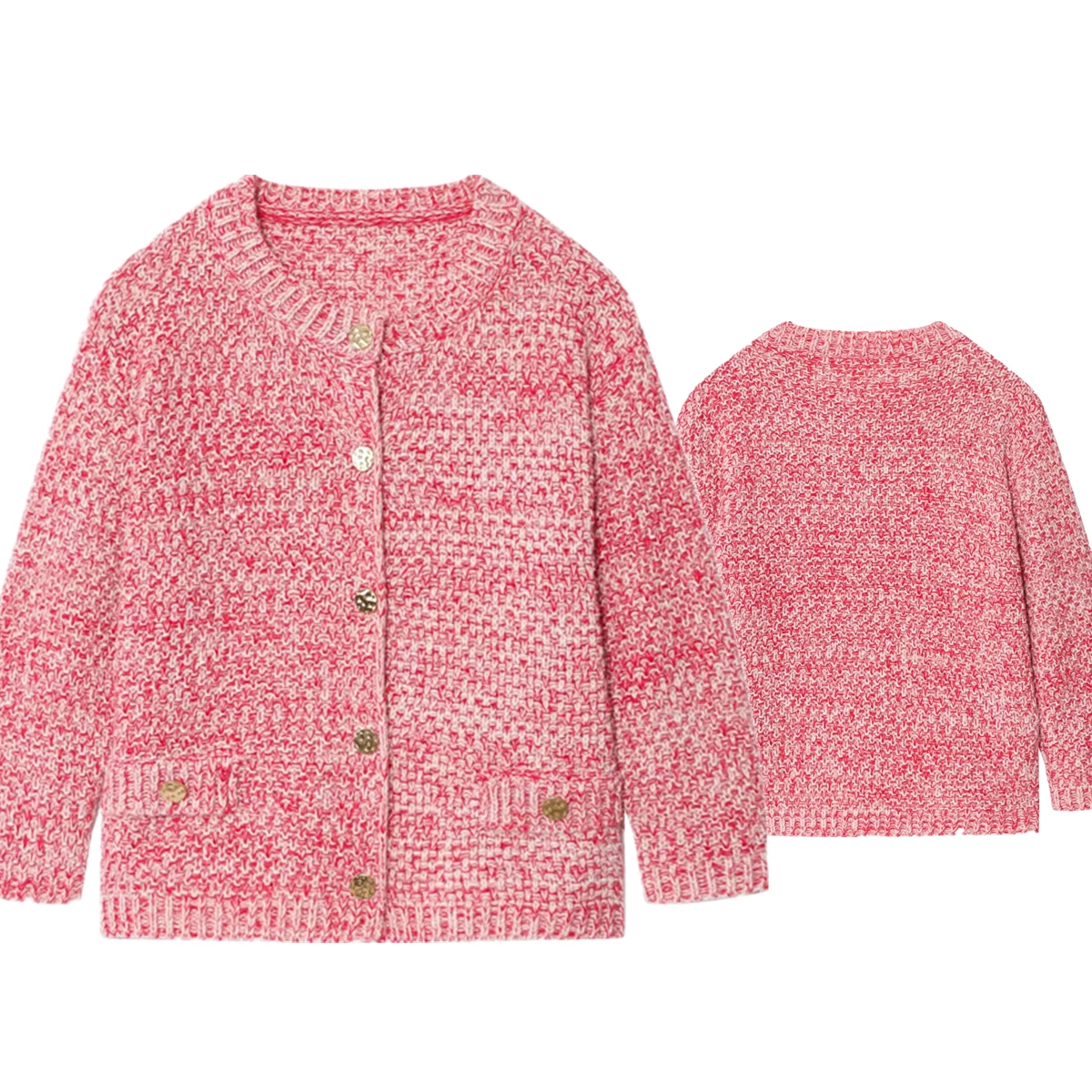 

Dave&Di French Elegant Rose Red Knitted Jacket 2025 Autumn And Winter Elegant Ladies Single-Breasted Cardigan Women Coat Female