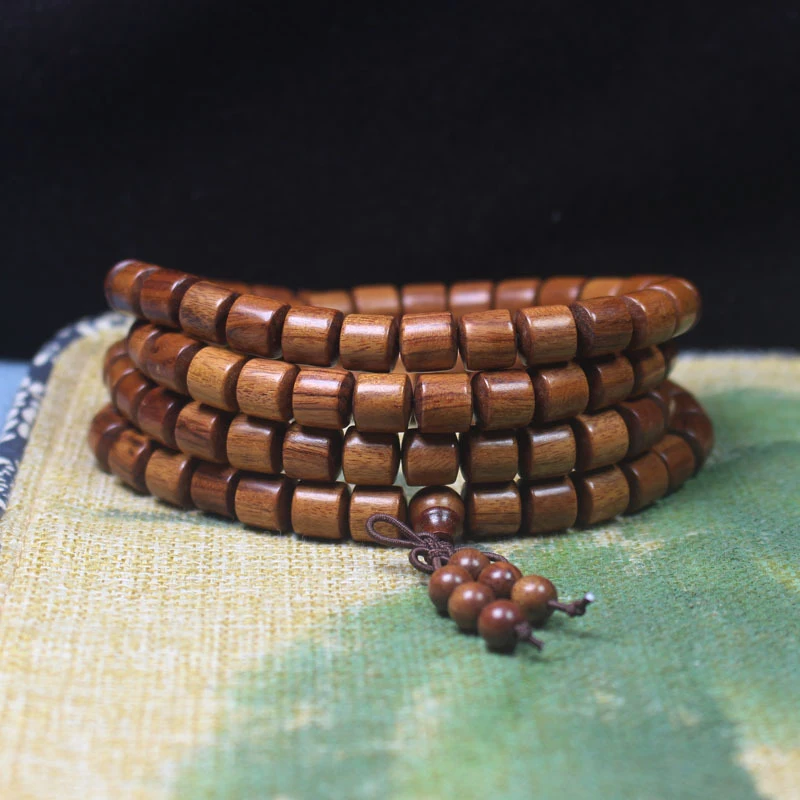 

Indonesian Big-leaf Yellow Barrel 8*8 Buddha Bead Purple Rosewood Unisex Bracelet Decorative Jewelry