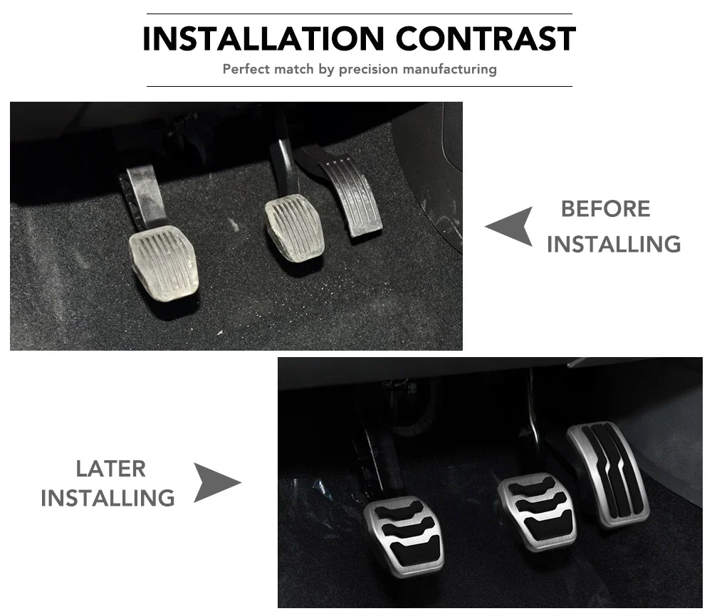 Car Foot Pedals For Ford Escape Kuga 2019 2020 2021 2022 Clutch Gas Brake Non-Slip No Drilling Pedal Cover Set Pads Car-Styling