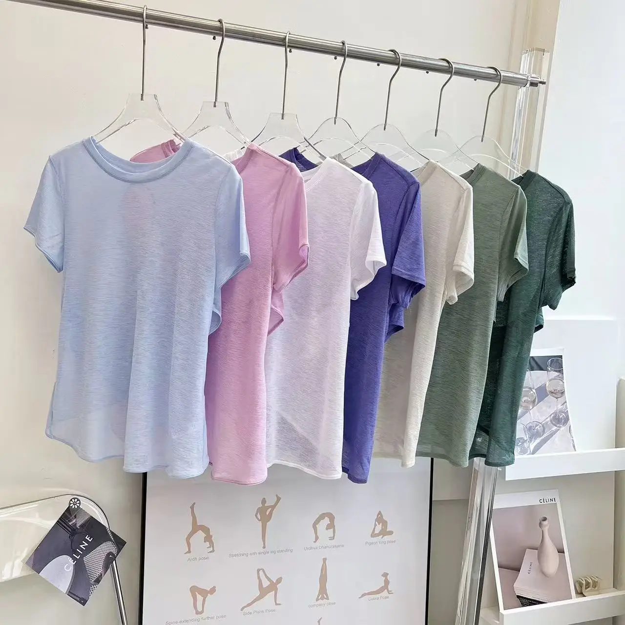 

Yoga Clothes Women's Blouse Short-sleeved Hollow Cross Thin Mesh Beautiful Back Outside Shirts Slim Fitness Sports Top Clothing