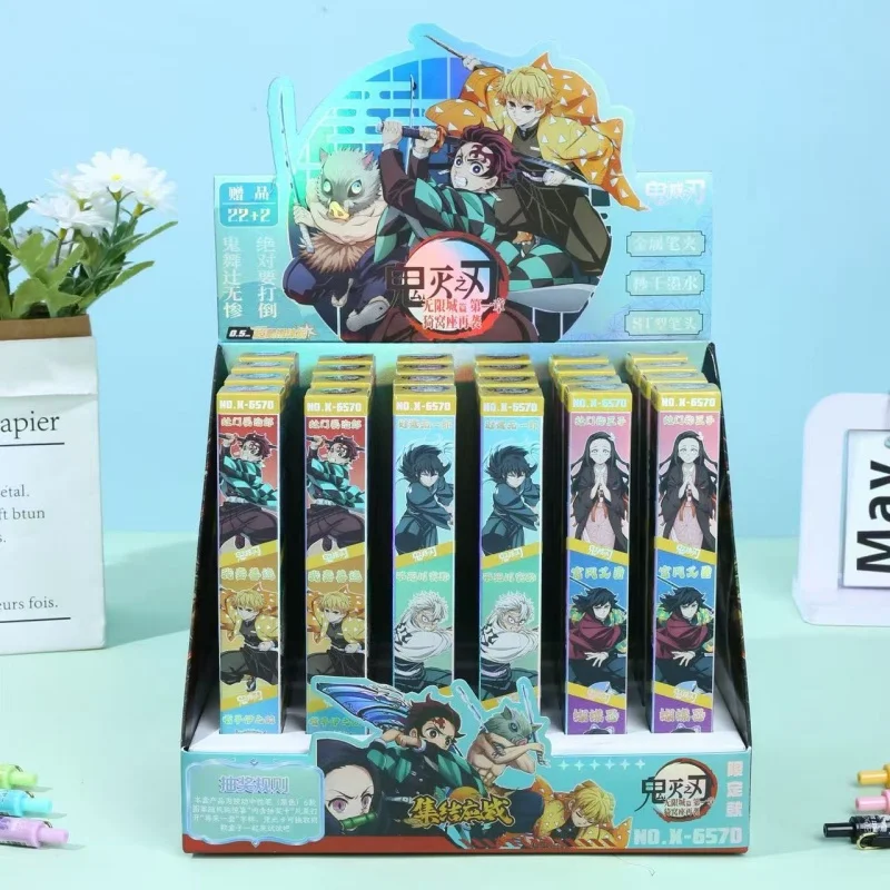 

24pcs/lot Cartoon Demon Slayer Press Gel Pen Cute 0.5mm Black Ink Neutral Pens Gift Stationery Office School Supplies