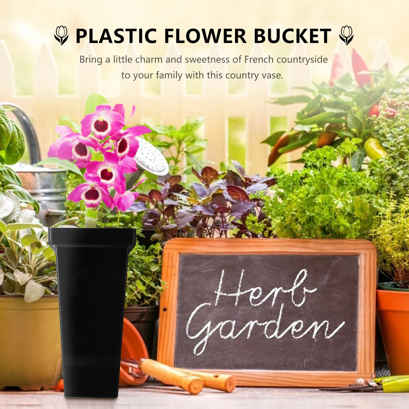 

Waking Flower Bucket Plant Flowerpot Desktop Plastic Simple Floral DIY Garden Tools Office for Home
