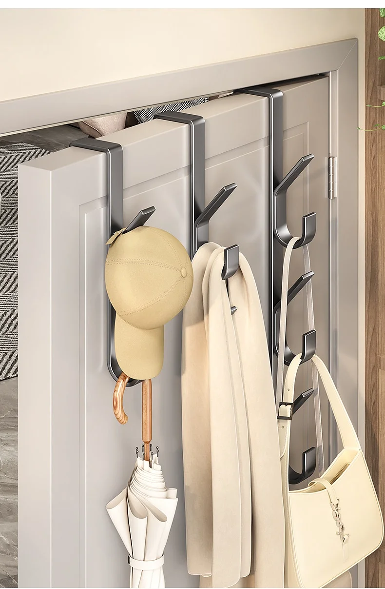 Einfache Installation, stabiler Metall-Türhaken, Kleiderständer, platzsparendes Design für Kleidung, Hüte, Taschen, Schlafzimmer – Detail 3