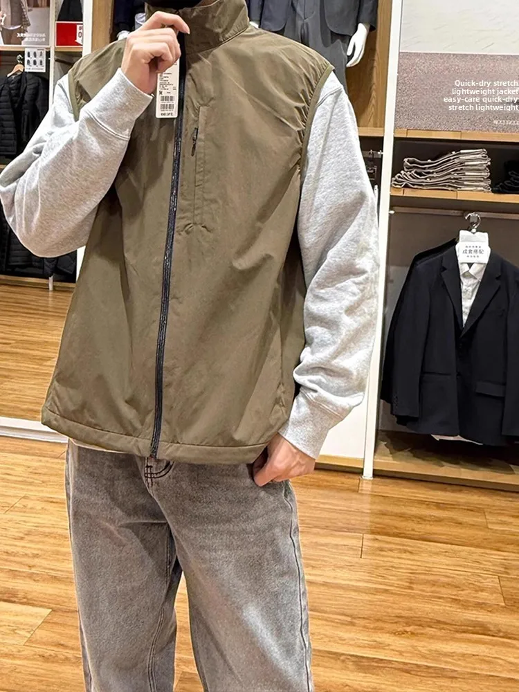 

American Sle Stand Collar Svel Vest Men's Autumn Trendy High-End Feeling Outdoor Sports Layering Jaet