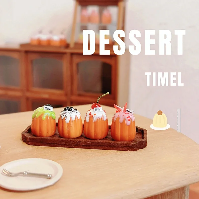 4 Uds 1/12 casa de muñecas simulación Mini pastel postre modelo muñeca hogar cocina comida decoración casa de muñecas Micro escena foto Accesorios
