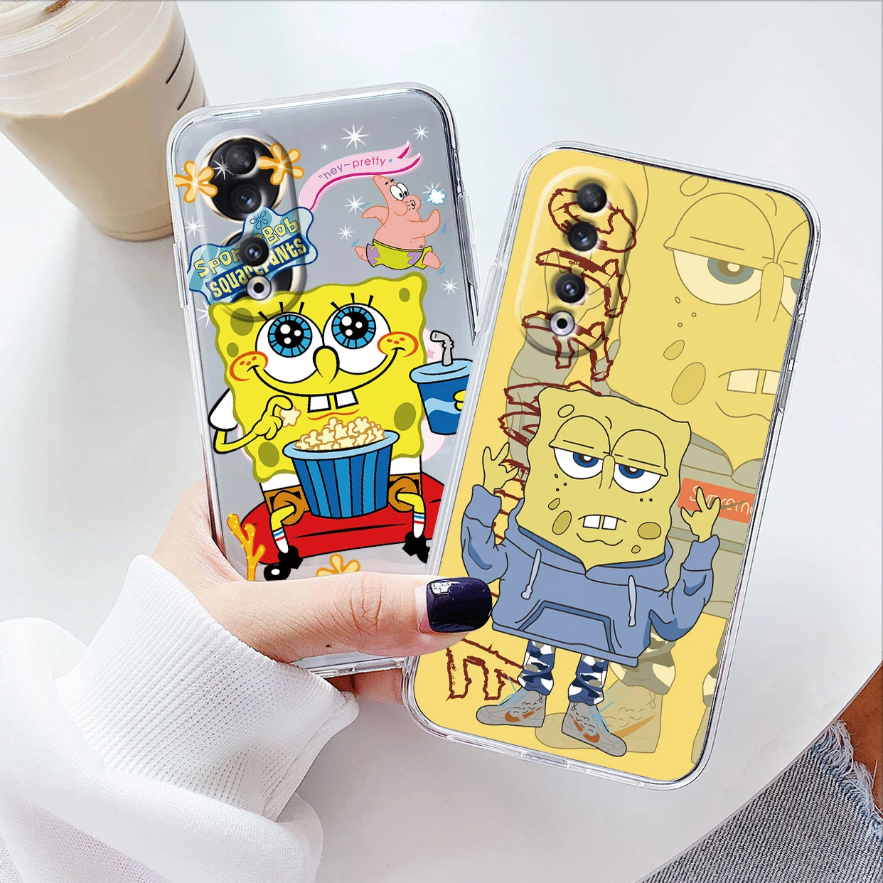 Cartoon Clear Case For Honor 90 Back Cover Soft Silicone Shockproof Sponge-Bob-Patrick-Star Fundas For Honor90 5G 6.7