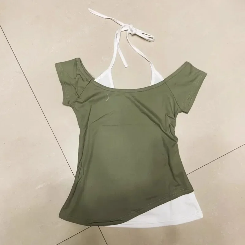 Subculture Punk Vintage American Sweet Sexy Short-sleeved T-shirt Women Fashion Top Green Summer Casual Popular New Chic Tees