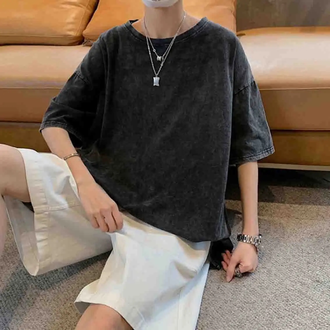 تي شيرت جديد قابل للغسل في الشارع الأمريكي عبر الحدود للرجال والنساء، تي شيرت كاجوال برقبة دائرية وأكمام قصيرة قابل للغسل #6