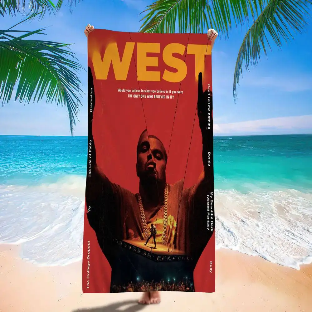 Rap Singer Kanye West Art Microfiber Blanket Quick Drying Beach Towels Oversized Printing Super Absorbent Pool Towel Blanket