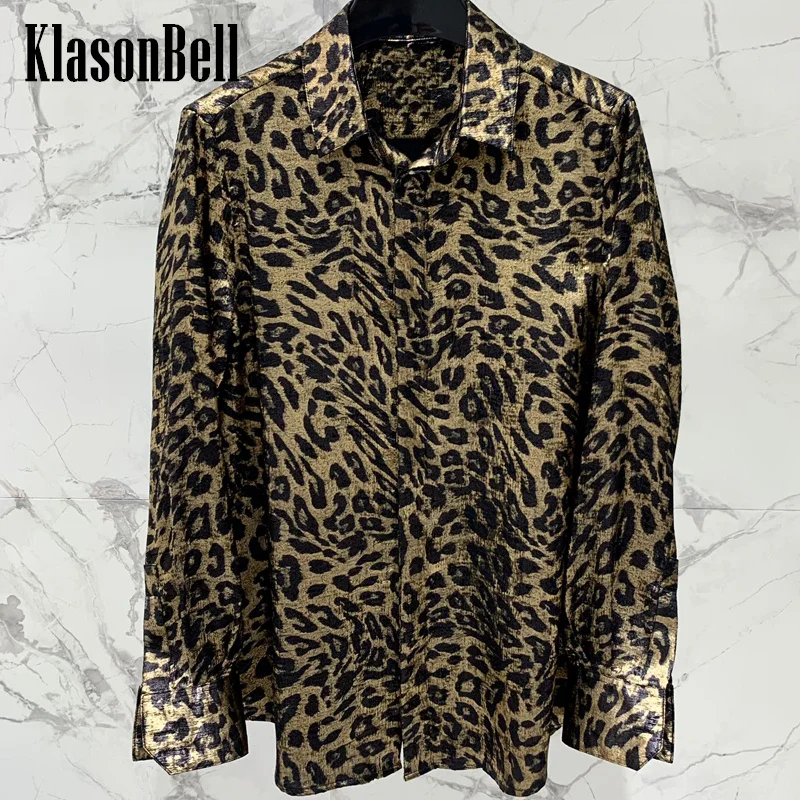 

8.3 KlasonBell Women Clothes Europe American Sexy Hot Leopard Print Blouse Lapel Hidden Breasted Long Sleeve Casual Shirt