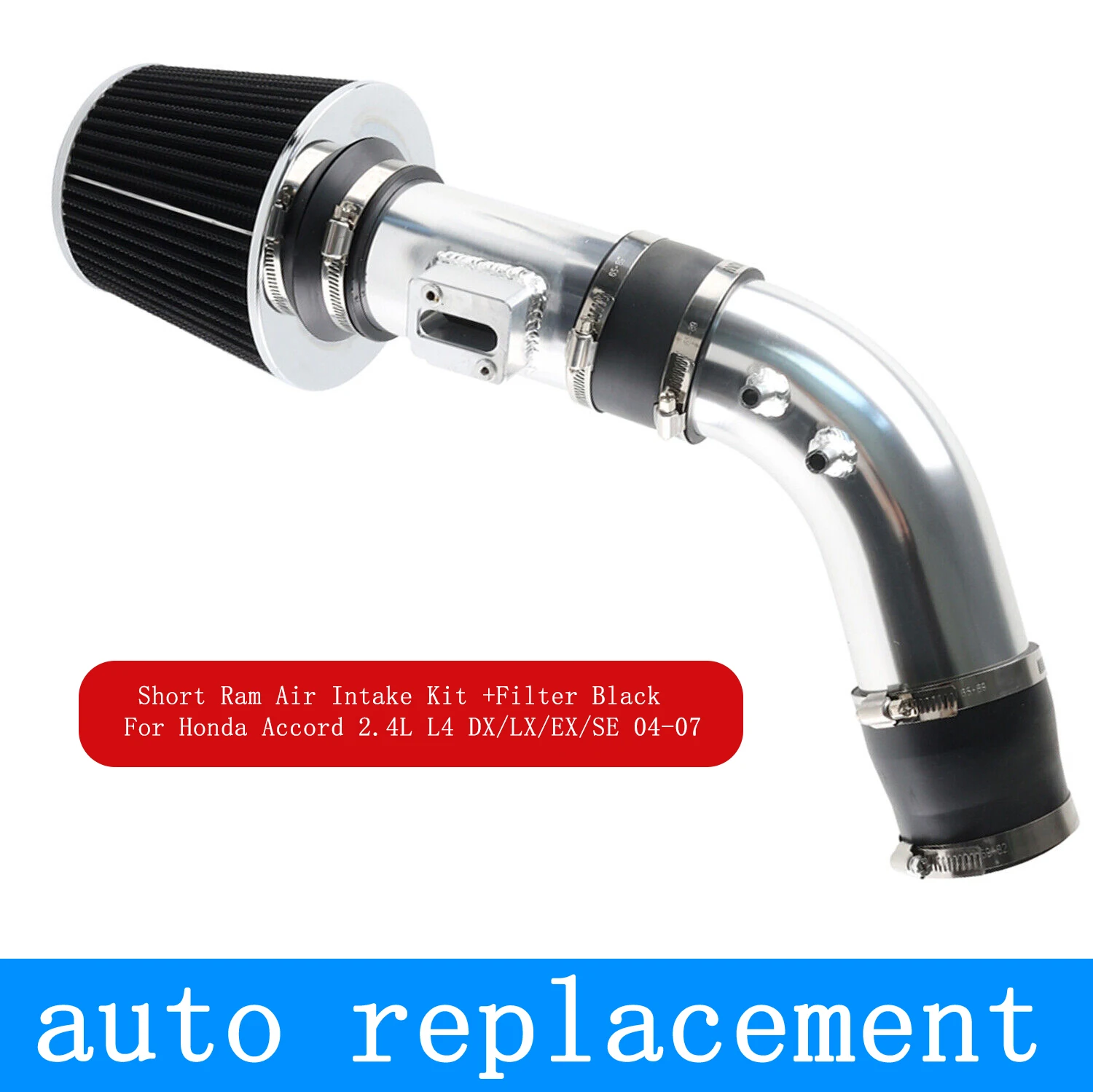 طقم مدخل هواء قصير رام واستبدال الفلتر لتركيب 04-07 Honda Accord SULEV DX/LX/EX/SE 2.4L L4 DIY MAF