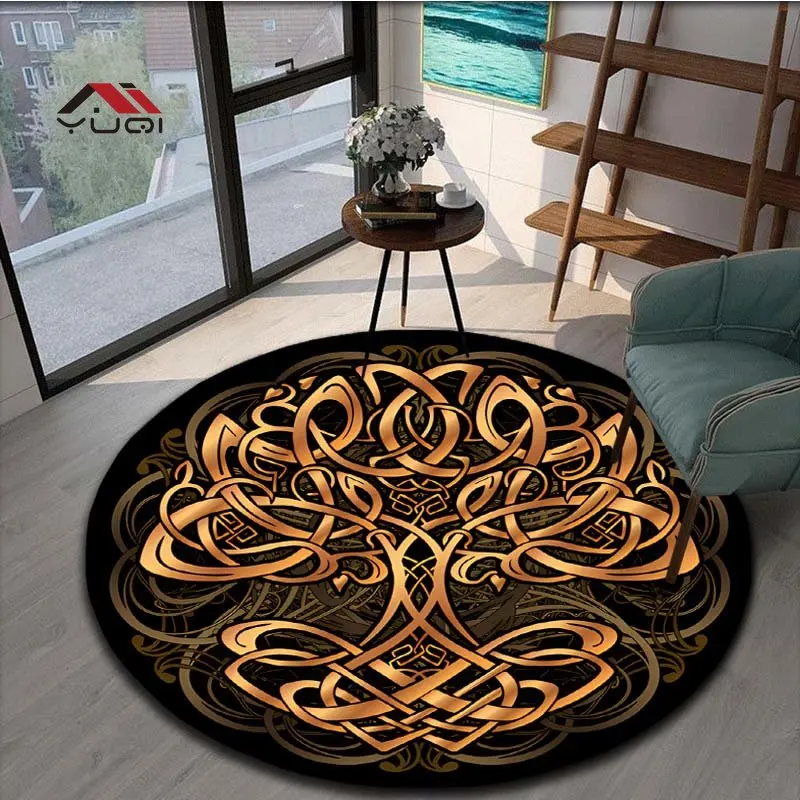 Lifetree Pattern Round Carpet for Living Room Rugs Carpet Soft Non-slip Floor Mat for Kids Bedroom Carpet Tapis 5 Sizes