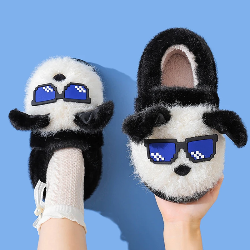 

Детские хлопковые тапочки с рисунком собаки, домашние нескользящие домашние шлепанцы на мягкой подошве, женские удобные теплые плюшевые тапочки для девочек и мальчиков