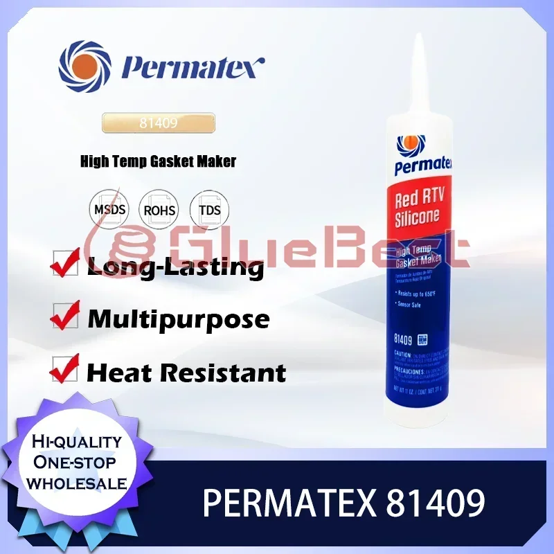 Permatex 81409 High Performance High Temperature RTV Red Curing Agent for Cylinder Head and Gasket Sealing Original Product