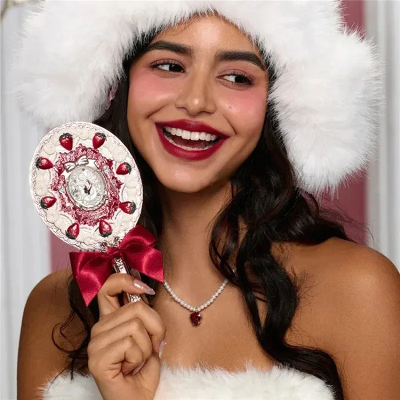 مرآة مكياج يدوية على شكل فراولة من ABFU، مرآة عتيقة #6