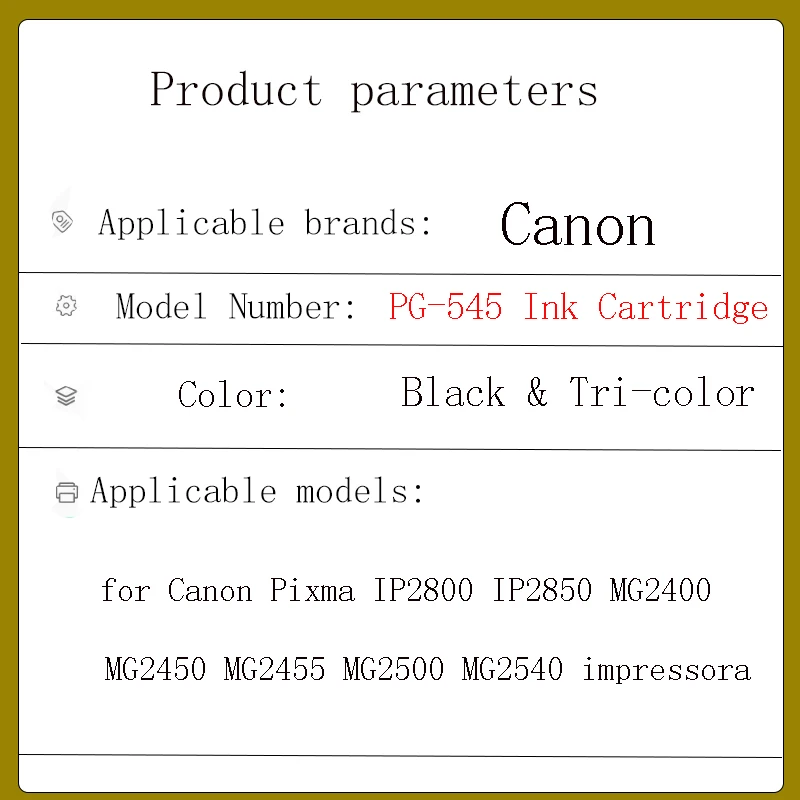 Cartucho de tinta Compatible 545XL 546XL 545 546 XL para impresora Canon PG545 CL546 PG-545 Pixma MG3050 2550 2450 2550S 2950 MX495