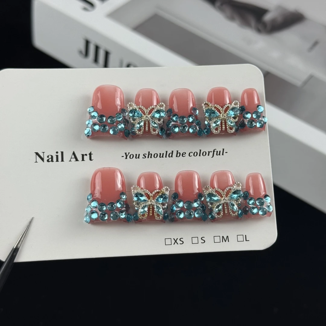 10pcs high-end Fashionable niche style, hand-painted three-dimensional butterfly diamond, glittering stacked diamonds handmade