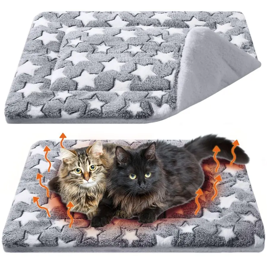 

2 Pack Self Warming Cat Mat Self Heating Pad Bed Reversible Machine Washable Reflects Body Heat Warm Thermal Pet Pad Crate Blank