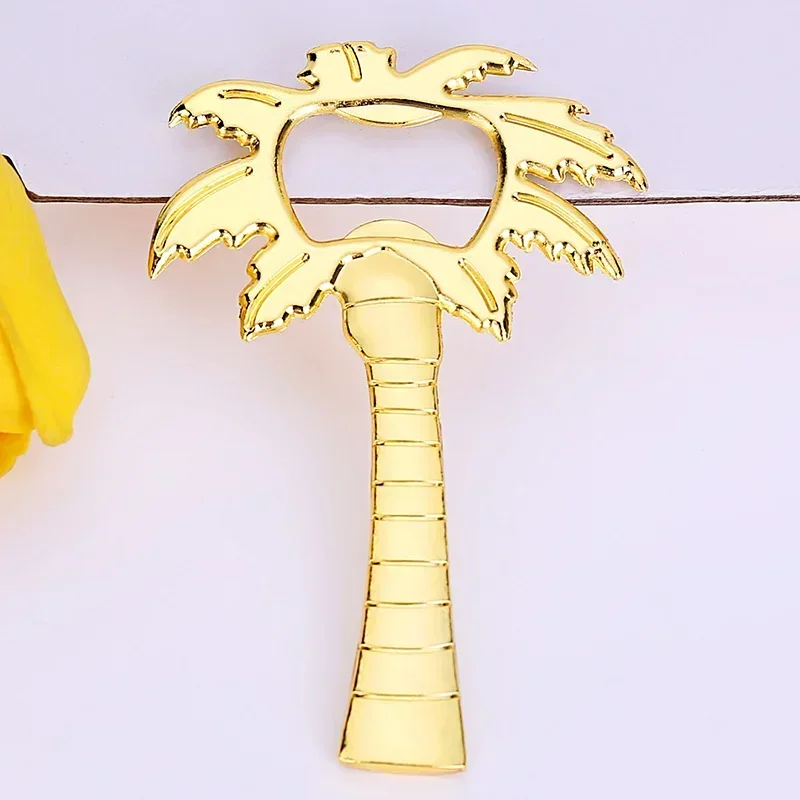 1Pc Bottle Opener Coconut Tree Shape Soda Glass Cap Beer Palm Breeze Bottle Opener For Wedding Kitchen Tool Silver Gold Color