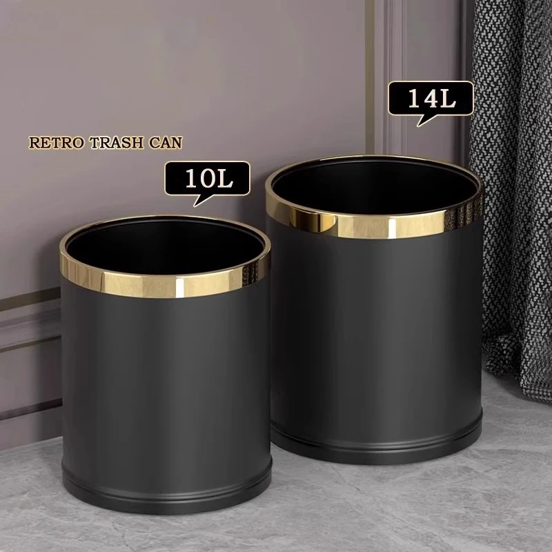 Flame Retardant Trash Can, Black, Double Layer without Lid, Waste Bin, Kitchen, Bathroom, 10L