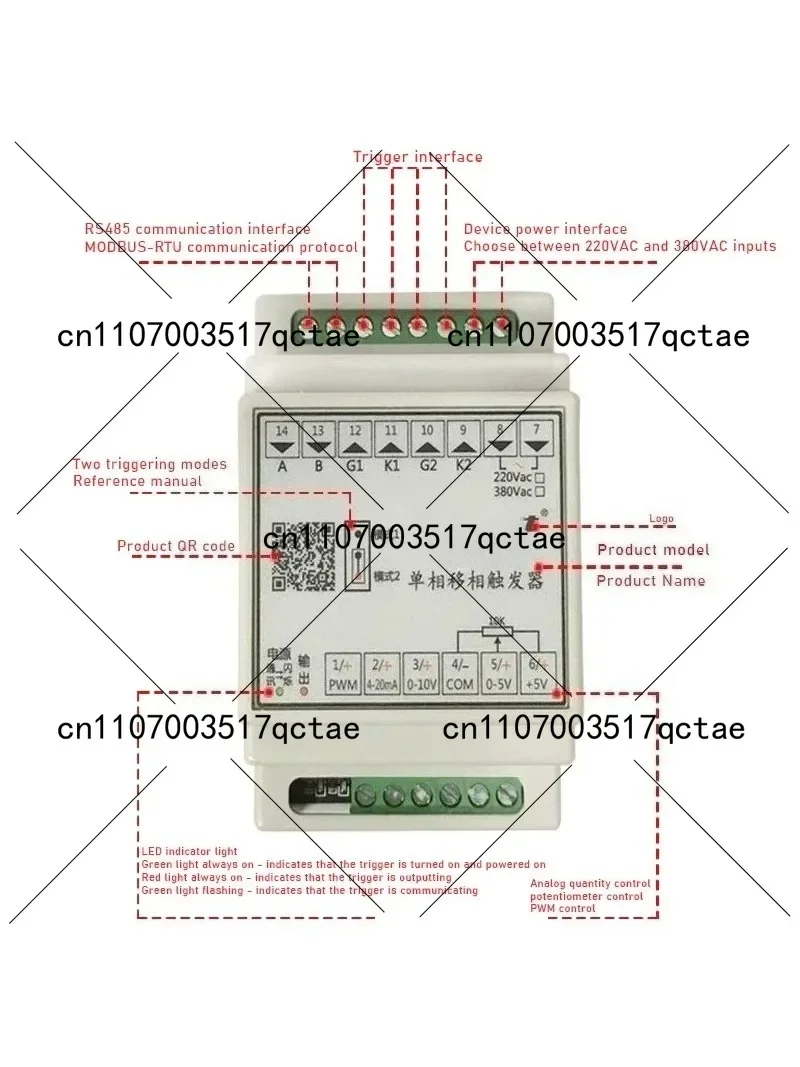 1PC LSJK-SCR Single-Phase Thyristor Trigger Board Cycle Controller with RS485 Control Module for Phase-Shifting Trigger Regulati