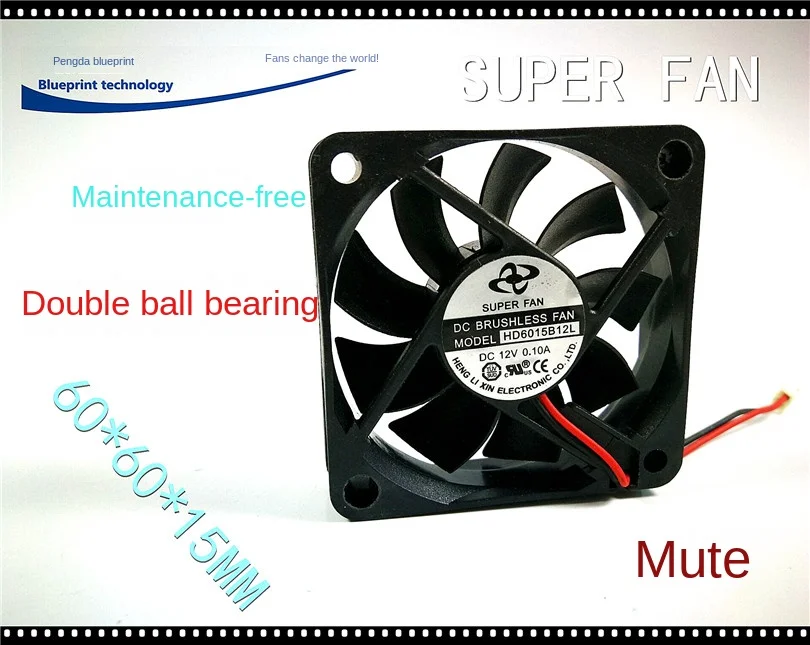 

Mute 6015 6cm/cm 60*60 * 15MM 12V Double Ball Bearing CPU Chassis Cooling Fan