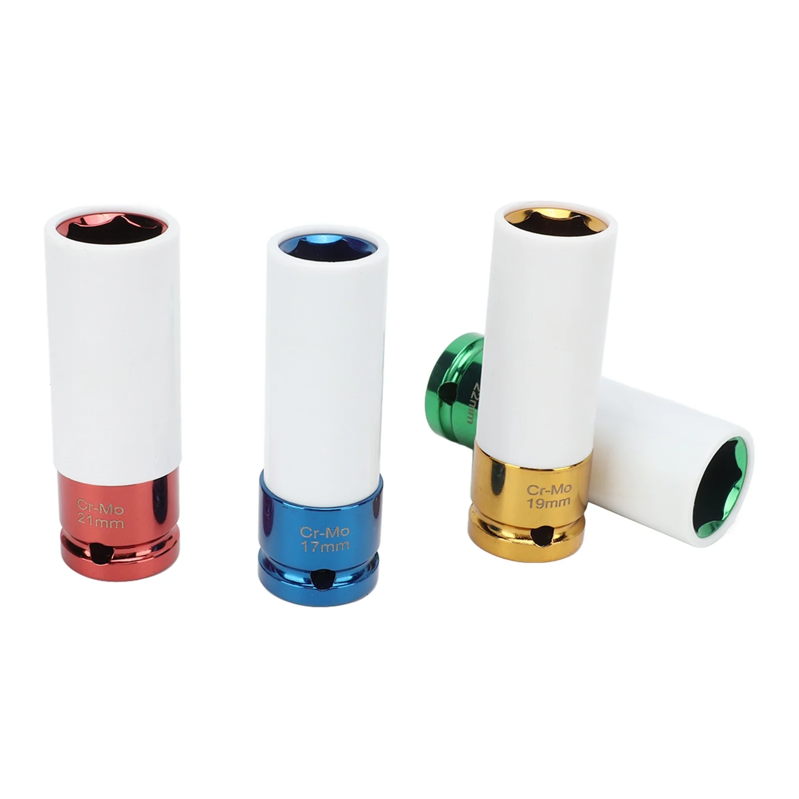 4PCS Metric 1/2in Wheel Lug Nut Drive Impact Socket 4 Colour Coded Scratch Proof for Repairing