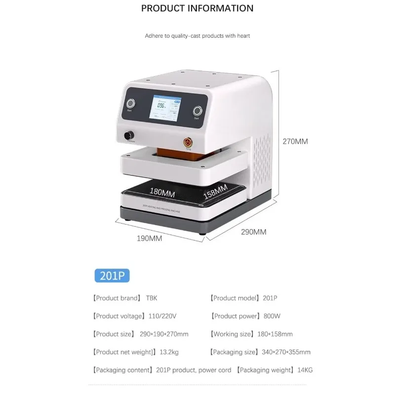 Factory Direct 2026 201H Smart Heating Laminating Press Machine 500W Precise Control for Phone Screen Back Cover Repair