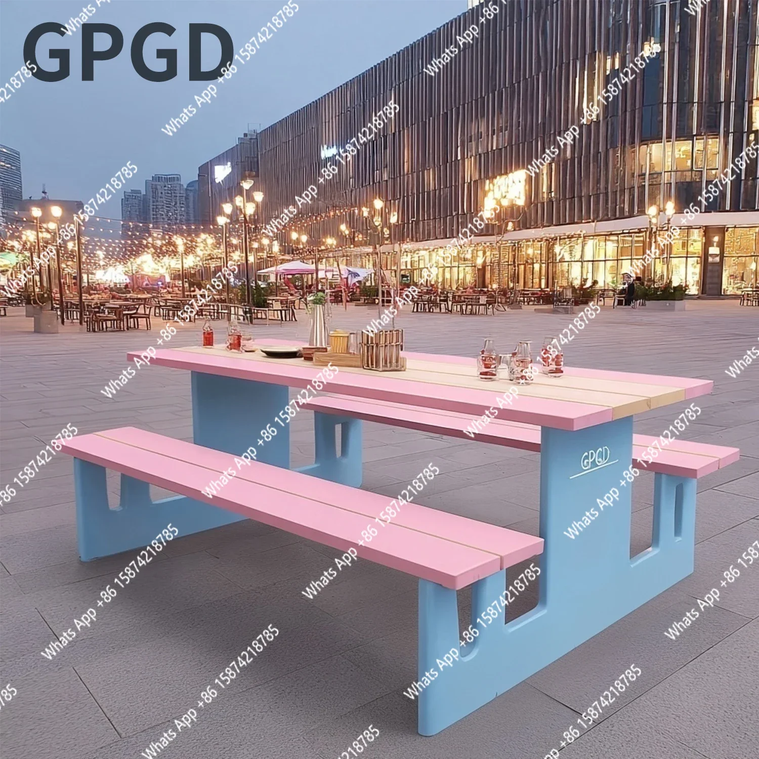 A63 Outdoor one-piece table and chairs wrought iron sunscreen one table and two chairs outdoor courtyard leisure combination
