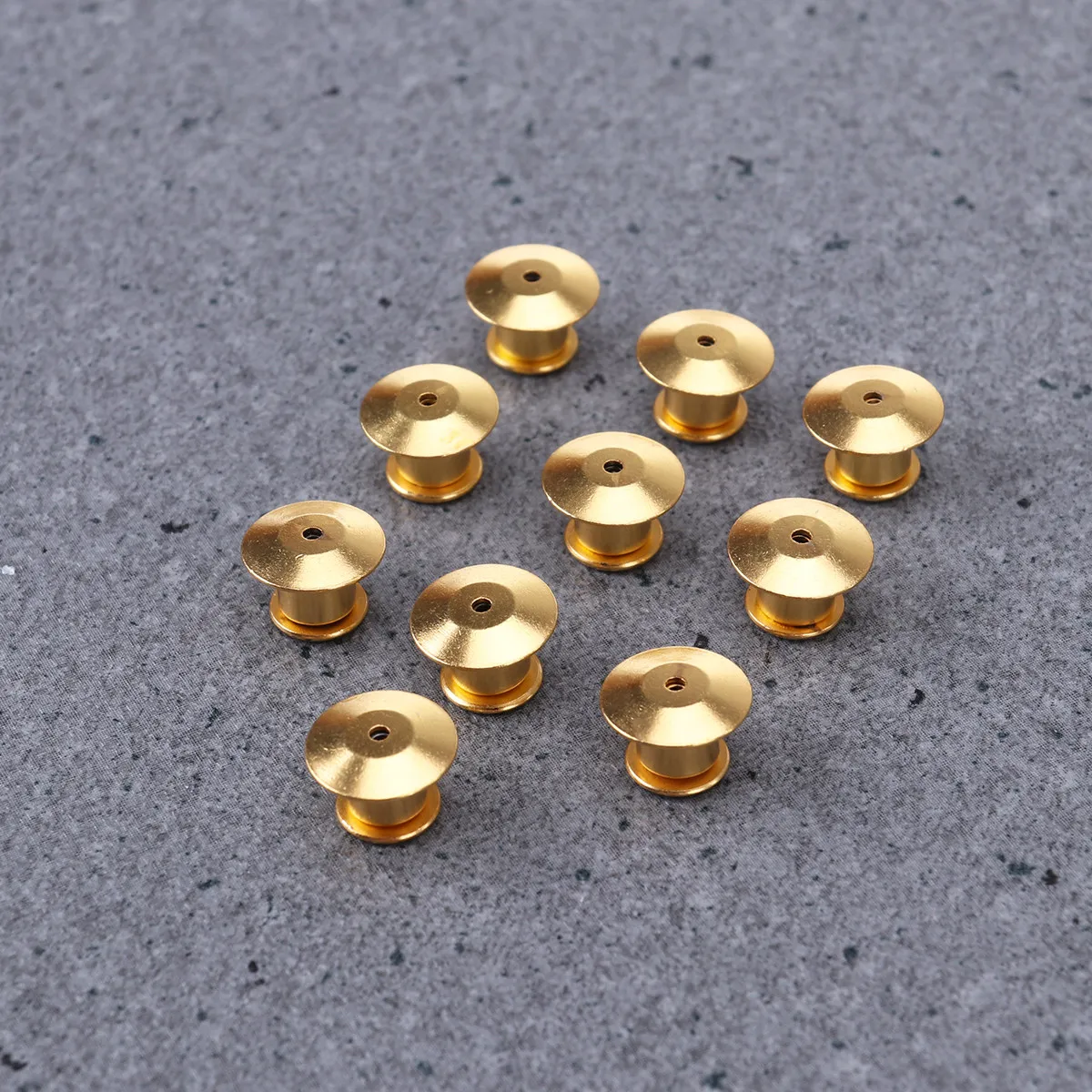 10Pcs Top-Class Metal Locking Pin Clasps 1x1x0.6cm Secure Backs for Name Tags Badges Jewelry Lapel Pins Bags Hats Vests Gold
